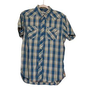 American Eagle Outfitters Mens Pearl‎ Snap Short Sleeve Shirt Size Large Vinyage